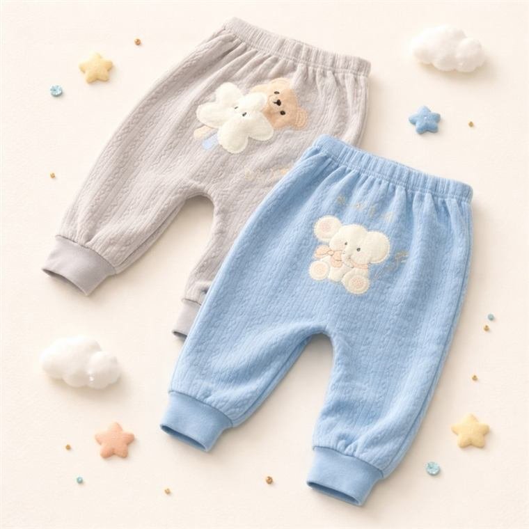 Soft baby joggers in grey and blue