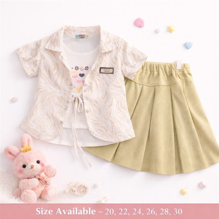 Girls top and skirt set, sizes 20–30